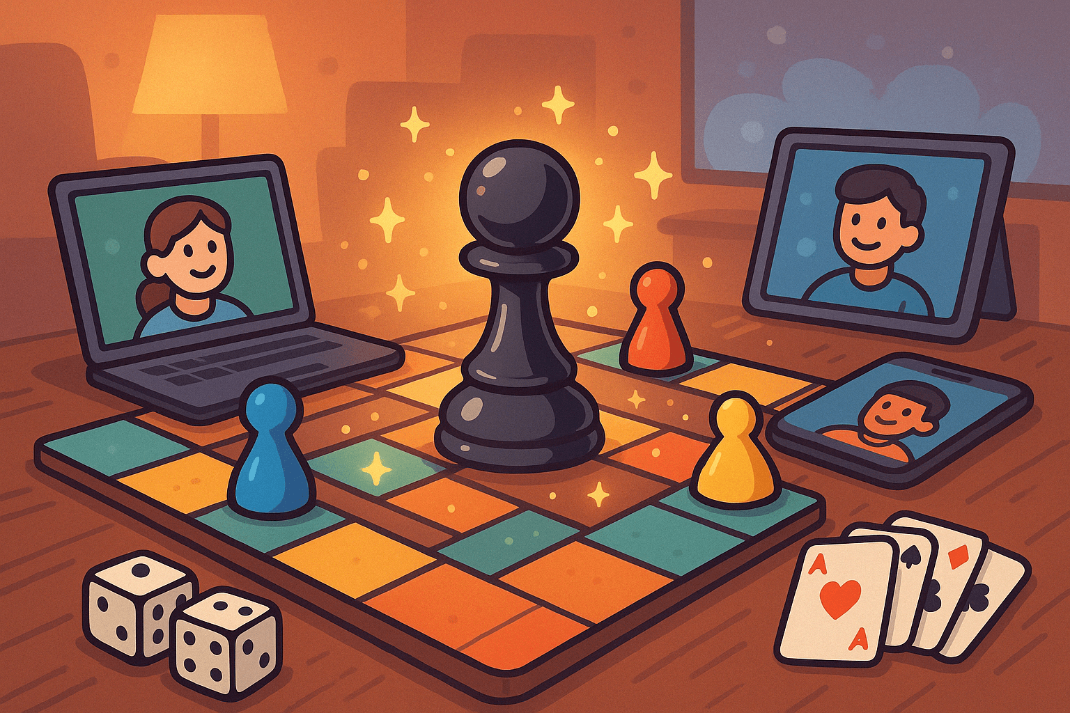 Players enjoying board games online